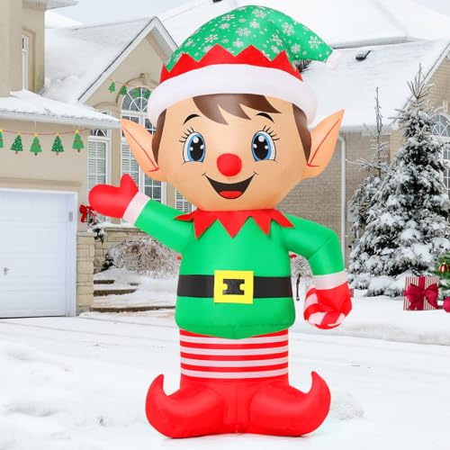GOOSH 1,5 m Weihnachtselfe Aufblasbare Dekoration Aufblasbare Elfe Outdoor Weihnachten Hof Dekoration Aufblasbarer Urlaub Indoor Outdoor Party Garten Hof Dekoration von GOOSH