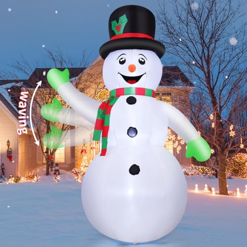GOOSH Aufblasbarer Schneemann für den Außenbereich, 2,1 m lang, riesiger niedlicher Schneemann mit integrierten LEDs für den Innenbereich, Party, Weihnachten, Garten, Rasen-Dekoration von GOOSH