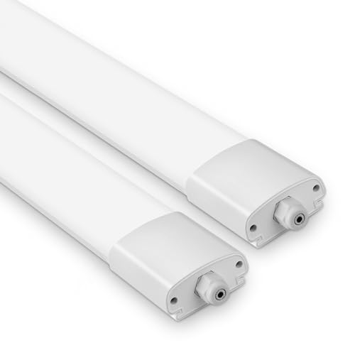 2 Stücke LED Feuchtraumleuchte 90CM mit 30W 3300LM, Deckenleuchte Feuchtraum Flach Feuchtraumlampe Wasserdicht IP65, 4000K Neutralweiß Werkstattlampe, Kellerleuchte, Wannenleuchte für Büro Garage von GOOSKI