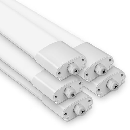 5 Stücke LED Feuchtraumleuchte 60CM mit 20W 2200LM, Deckenleuchte Feuchtraum Flach Feuchtraumlampe Wasserdicht IP65, 4000K Neutralweiß Werkstattlampe, Kellerleuchte, Wannenleuchte für Büro Garage 5 Stücke LED Feuchtraumleuchte 60CM mit 20W 2200LM, Deckenleuchte Feuchtraum Flach Feuchtraumlampe Wasserdicht IP65, 4000K Neutralweiß Werkstattlampe, Kellerleuchte, Wannenleuchte für Büro Garage von GOOSKI