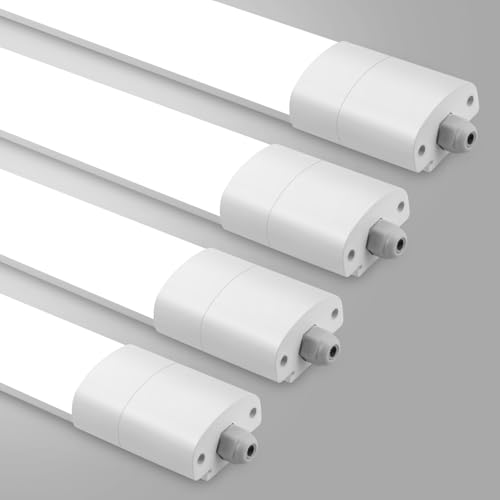 GOOSKI 4 Stücke Feuchtraumleuchte LED 60CM, 20W 2200LM Feuchtraumlampe LED Deckenleuchte Wasserfest IP65, Wannenleuchte Flach Röhre mit 4000K Neutralweiß von GOOSKI