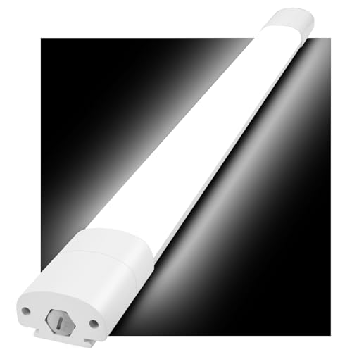 GOOSKI Feuchtraumleuchte LED 60CM, 20W 2200LM Feuchtraumlampe LED Deckenleuchte Wasserfest IP65, Wannenleuchte Flach Röhre mit 4000K Neutralweiß als Werkstattlampe, Kellerlampe, Garagenlampe von GOOSKI