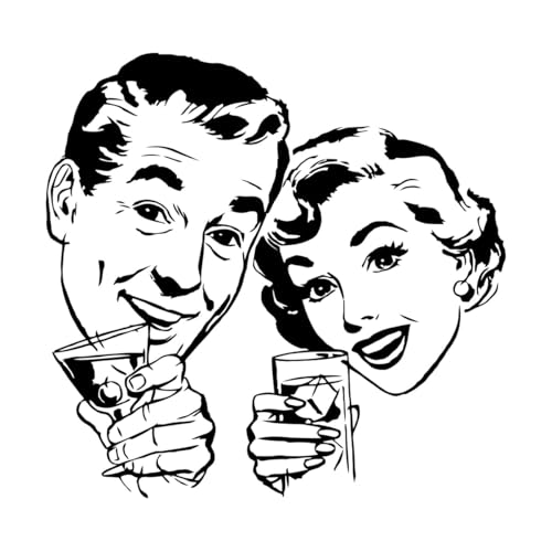 Alkoholische Cocktailbar Pin Up Style Retro Feinschnitzerei-Aufkleber 36x37.2cm Änderungen und Informationen möglich Schwarz von GOOZAN