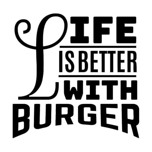 Schriftzug-Aufkleber Burger Fast Food Restaurant Zitat Wörter 54x54.7cm Mit Transferfolien-Set Schwarz von GOOZAN