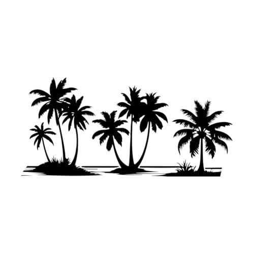 Schriftzug-Aufkleber Exotische Kokosnussbaum-Silhouette 50.4x107cm Individuelle Anpassung Schwarz von GOOZAN