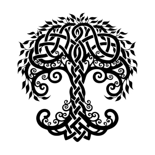 Vinyl-Wandaufkleber Baum des Lebens Weltenbaum Yggdrasil Germanische - Nordische Mythologie 54x58.1cm Beschädigt die Wandoberfläche nicht Schwarz von GOOZAN