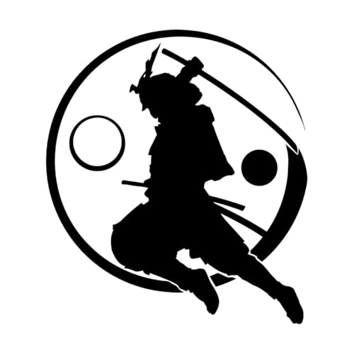 Wand- und Wandaufkleber aus Vinyl Samurai mit Katana Yin Yang im asiatischen Stil 51x57.5cm Verschiedene Größenoptionen Schwarz von GOOZAN