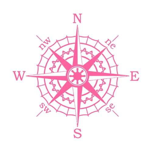 Wandaufkleber Kompassrose Nautischer Kompass Navigation Schiff Ozean 54x54.9cm Mehrere Farbauswahl Rosa von GOOZAN