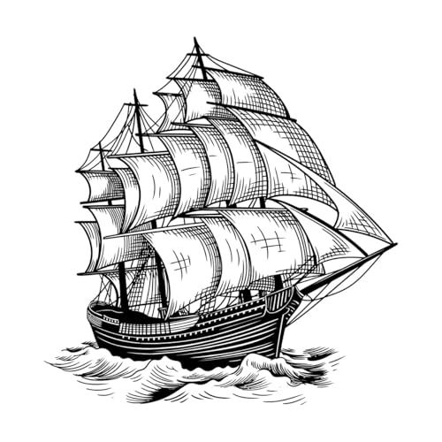 Wandaufkleber Segelschiff auf See 54x56.1cm Wasserfest Schwarz von GOOZAN