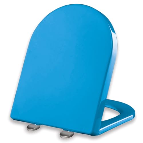 toilettensitz d form D-förmiger Badezimmersitz mit langsamer Schließfunktion und verstellbaren Scharnieren, verdicktes PP-Material, rot(Blue) von GOOZHI