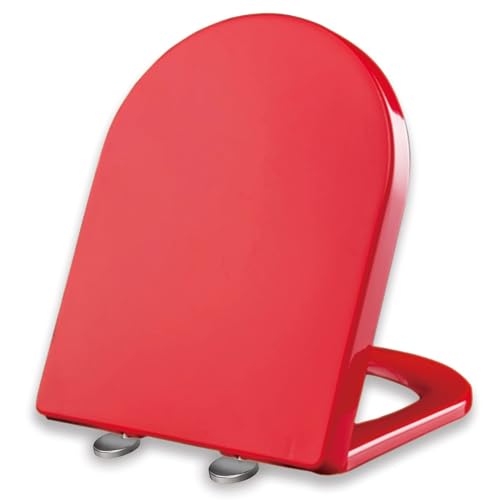 toilettensitz d form D-förmiger Badezimmersitz mit langsamer Schließfunktion und verstellbaren Scharnieren, verdicktes PP-Material, rot(Red) von GOOZHI