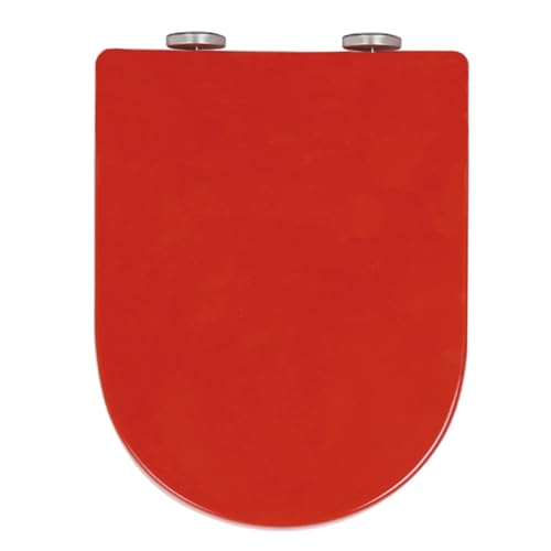 toilettensitz d form D-förmiger Toilettensitz mit Soft-Close-Funktion und einfacher Top-Fixierung, Schnellverschluss zur Reinigung, strapazierfähiges Polypropylen, Schwarz(Red) von GOOZHI