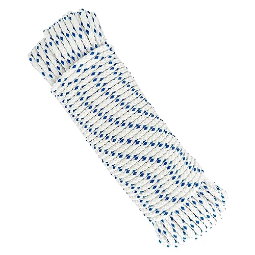 5MM * 25M, Geflochtenes Hochfestes Polyesterseil, Wäscheleine, Zeltseil, Wetterfestes. Weiß mit Blau von GOPEU