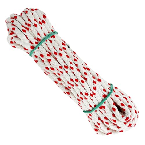 Mattes Polyester Kordelseil, 6MM * 10M, für Heimwerken, Markisen, Camping, Banner. Weiß mit Rot von GOPEU