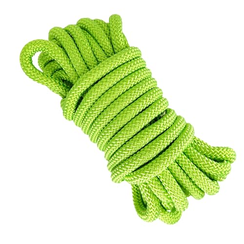 Polyester Seil Schwarz 12 MM. Rope Paracord, Kletterseil. Nylonseil für Outdoor, Garten und DIY. 10M. Grün Fluor von GOPEU
