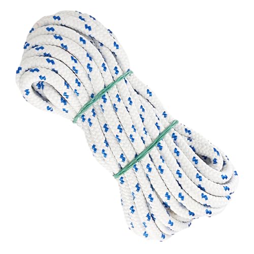 Seil Matte Polyestergarn, 8MM * 10M, für Heimwerken, Markisen, Camping, Banner. Weiß mit Blau von GOPEU