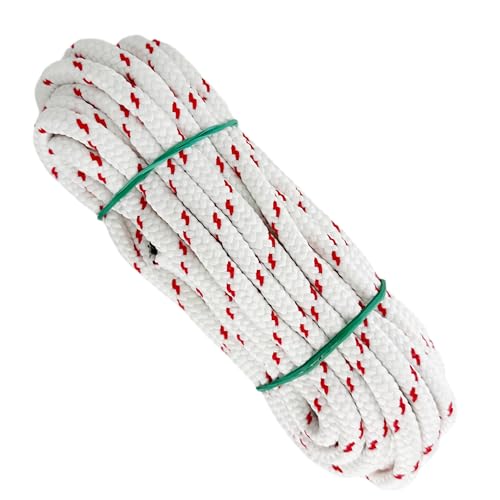 Seil Matte Polyestergarn, 8MM * 10M, für Heimwerken, Markisen, Camping, Banner. Weiß mit Rot von GOPEU