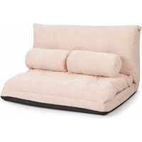 2 Sitzer Bodensofa mit 2 Kissen, 3 in 1 Sofabett & Liege & Sofa mit 6 stufig Verstellbarer Rückenlehne, Klappsofa mit Schlaffunktion, Schlafsofa für von GOPLUS