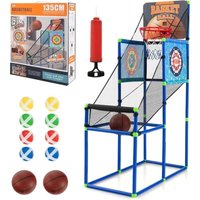 Goplus - 2 in 1 Basketballspiel Set, Arcade Basketball Spiel mit Punktezähler, 2 Basketbälle, 1 Pumpe, 2 Zielscheiben, 8 Klettbälle, von GOPLUS