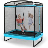 2 in 1 Kindertrampolin, 190x124,5x210 cm Gartentrampolin Set mit Schaukel, rechteckiges Outdoortrampolin mit Sicherheitsnetz & Randabdeckung, 2 in 1 Kindertrampolin, 190x124,5x210 cm Gartentrampolin Set mit Schaukel, rechteckiges Outdoortrampolin mit Sicherheitsnetz & Randabdeckung, von GOPLUS