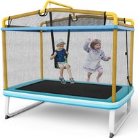 3 in 1 Kindertrampolin, 190x124x222 cm Gartentrampolin Set mit Schaukel & Horizontalstange, Outdoortrampolin mit Sicherheitsnetz & Randabdeckung 3 in 1 Kindertrampolin, 190x124x222 cm Gartentrampolin Set mit Schaukel & Horizontalstange, Outdoortrampolin mit Sicherheitsnetz & Randabdeckung von GOPLUS