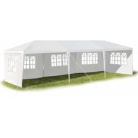 3 x 9 m Partyzelt, Pavillon Zelt mit 5 Seitenwaende, Festzelt mit Metall - Konstruktion aus pe- Plane, für Feste Party Hochzeit, Weiss - Goplus von GOPLUS