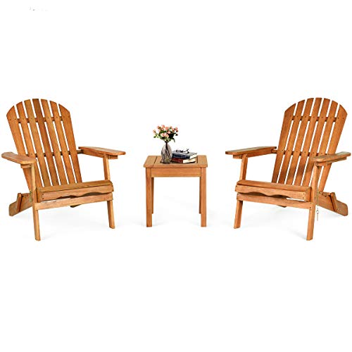 3er Set Faltbare Adirondack Stuhl, hölzernes Konversationsset mit 2 Adirondack Sesseln & 1 Beistelltisch, wetterfeste Sitzgarnitur mit breiter Sitz & hohe Rückenlehne für Pool, Garten & Veranda 3er Set Faltbare Adirondack Stuhl, hölzernes Konversationsset mit 2 Adirondack Sesseln & 1 Beistelltisch, wetterfeste Sitzgarnitur mit breiter Sitz & hohe Rückenlehne für Pool, Garten & Veranda von GOPLUS