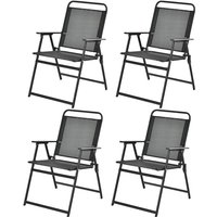 4er Set Klappbaren Stühlen, Gartenstühle mit Armlehnen, Balkonstühle mit atmungsaktivem Stoff - Goplus 4er Set Klappbaren Stühlen, Gartenstühle mit Armlehnen, Balkonstühle mit atmungsaktivem Stoff - Goplus von GOPLUS