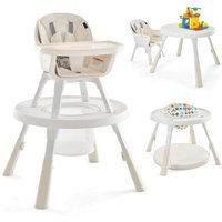 6 in 1 Babyhochstuhl, höhenverstellbarer Kinderhochstuhl mit Tisch & Sicherheitsgurt & abnehmbares Tablett, Futterstuhl & Lauflernhilfe & Spieltisch von GOPLUS