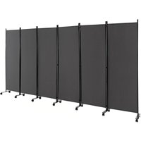6-teiliger Stoffraumteiler mit Rollen, 172cm hohe Sichtschutz mit Metallrahmen, Paravent Trennwand für Wohnzimmer & Esszimmer (Grau) - Goplus von GOPLUS