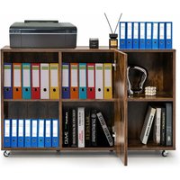 Aufbewahrungsschrank, Aktenschrank mit offenen Lagerregalen, Büroschrank mit Rollen für Home Office, Wohnzimmer & Büro (Rustikales Braun) - Goplus von GOPLUS