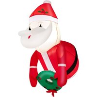 Aufblasbarer Weihnachtsmann Deko, 100cm Santa Claus am Fenster mit led Lichtern & Gebläse, Fensterdekorationen aufblasbar draußen mit Weihnachtskranz von GOPLUS