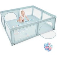 Baby Laufstall mit 50 Spielbaellen, 206x186cm, Krabbelgitter für Kleinkinder & Saeulinge, stabiler Laufgitterzelt mit atmungsaktivem Netz, Reisebett von GOPLUS