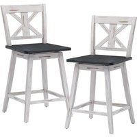 Goplus - Barhocker, 2er Set Barstühle, 360°Drehbarer Sitz, Ergonomische Rückenlehne und Sitz, Gummiholz, Fussstütze, Tresenhocker Küchenstühle für von GOPLUS