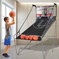 Goplus - Basketball-Schiessmaschine, Basketballstaender inkl. 4 Basketbaelle und Pumpe, Basketballkorb klappbar,Basketballstaender mit Punktezaehler, von GOPLUS