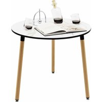 Beistelltisch Marmor Optik, Couchtisch mit Metallgestell, Kaffeetisch Wohnzimmertisch rund, Sofatisch Holz für Wohnzimmer & Schlafzimmer, Weiß von GOPLUS