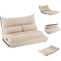 Bodensofa mit Schlaffunktion, 3 in 1 Schlafsofa mit verstellbare Rückenlehne, Kissen & Schaumstoff, belastbar 150kg, Klappsofa Schlafsessel für von GOPLUS