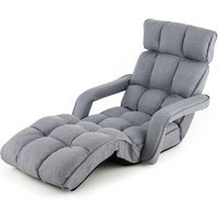 Bodenstuhl, Klappbarer Bodensessel mit Verstellbarem Kopf, Rücken und Füßen, Leinen, Baumwolle, Ergonomische Gestaltung, Armlehnen, Gepolsterter Bodenstuhl, Klappbarer Bodensessel mit Verstellbarem Kopf, Rücken und Füßen, Leinen, Baumwolle, Ergonomische Gestaltung, Armlehnen, Gepolsterter von GOPLUS