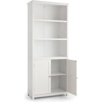 Bücherschrank, Bücherregal hoch mit Türen, Hochschrank mit 3 offenen Ablagen, Aktenregal Standregal Vitrinenschrank für Büro & Wohnzimmer (Weiß) von GOPLUS