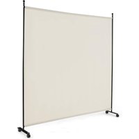 GOPLUS 1-teiliger Raumteiler, 184 cm Sichtschutz mit Metallrahmen, Trennwand aus Stoff, Paravent mit Rollen, für Büro, Zimmer & Krankenhaus (Weiß) von GOPLUS