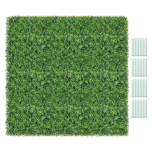 GOPLUS 12 Stück Künstliche Pflanzenwand 50 x 50 cm, künstliche Heckenpaneele mit Buchsbaum-Blättern, Kunstpflanzen Heckenpflanze Wandpaneele, UV Geschützt, für Wand, Balkon & Garten von GOPLUS