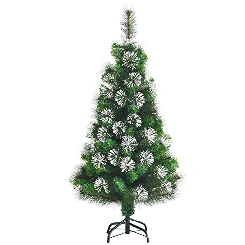 GOPLUS 120 cm Künstlicher Weihnachtsbaum, Christbaum mit Schnee, Tannenbaum mit Metallständer, Kunsttanne, 160 Spitzen, Wiederverwendbar, für Weihnachten, für Zuhause Büro & Mehr von GOPLUS