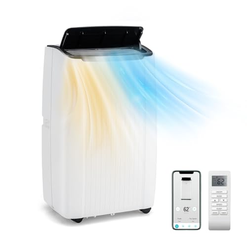 GOPLUS 14000BTU Klimaanlage mit Abluftschlauch, mobiles Klimagerät | 5 in 1: Kühlen, Heizen, Entfeuchten, Belüften, Auto | Schlafmodus | App Steuerung | 1-24H Timer | für Räume bis zu 65㎡ von GOPLUS