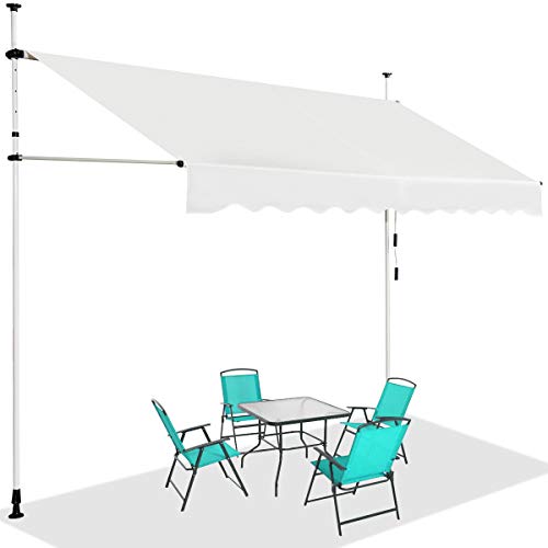 GOPLUS Klemmmarkise 300 cm breit, Terrassenmarkise ohne Bohren, UV-beständig höhenverstellbar wasserabweisend, Markise mit Handkurbel Einziehbar, Sonnenschutz Balkon aus Metall & Oxford, Beige von GOPLUS