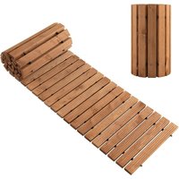 GOPLUS 2,4 m Langer Gartenweg aus Holz, wetterbestaendiger gerader Gehweg mit stabilem Stahldraht und rutschfesten Mustern, aufrollbarer von GOPLUS