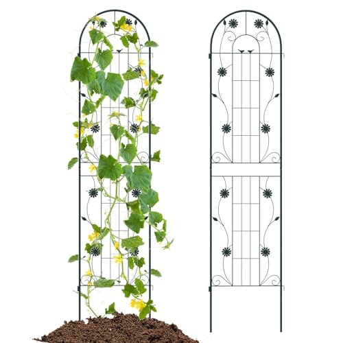 GOPLUS 2/4-teiliges Rankgitter aus Metall, Rankhilfe 180/220cm hoch, Sichtschutz Garten, Rosenspalier, Ranknetz, Rankgitter Balkon, Rankhilfe für Kletterpflanzen (Grün-2 Stücke,220 x 50 cm) von GOPLUS