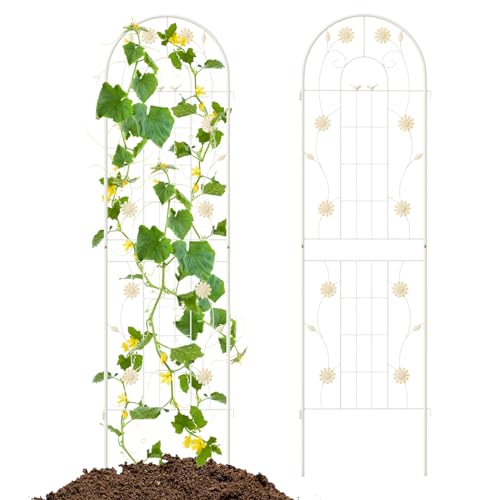 GOPLUS 2/4-teiliges Rankgitter aus Metall, Rankhilfe 180/220cm hoch, Sichtschutz Garten, Rosenspalier, Ranknetz, Rankgitter Balkon, Rankhilfe für Kletterpflanzen (Weiß-2 Stücke,180 x 50 cm) von GOPLUS