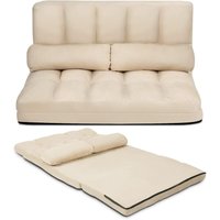 GOPLUS 2 Sitzer Bodensofa mit 2 Kissen, 3 in 1 Sofabett & Liege & Sofa mit 6 stufig Verstellbarer Rückenlehne, 180 x 113 x 10cm Klappsofa mit von GOPLUS