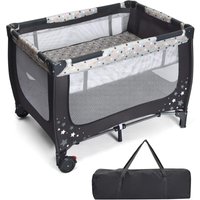 GOPLUS 2 in 1 Baby Reisebett mit Matratze, Baby Laufstall mit Netzwand & 2 Raedern mit Bremse, Klappbares Kinderbett aus Oxford-Tuch mit Tragetasche GOPLUS 2 in 1 Baby Reisebett mit Matratze, Baby Laufstall mit Netzwand & 2 Raedern mit Bremse, Klappbares Kinderbett aus Oxford-Tuch mit Tragetasche von GOPLUS