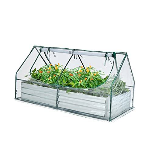 GOPLUS 2 in 1 Gewächshaus mit Gartenbeet, Treibhaus mit Metall Pflanzkasten & PVC-Abdeckung, Gartenhäuschen mit 2 Fenster für Garten & Hinterhof GOPLUS 2 in 1 Gewächshaus mit Gartenbeet, Treibhaus mit Metall Pflanzkasten & PVC-Abdeckung, Gartenhäuschen mit 2 Fenster für Garten & Hinterhof von GOPLUS
